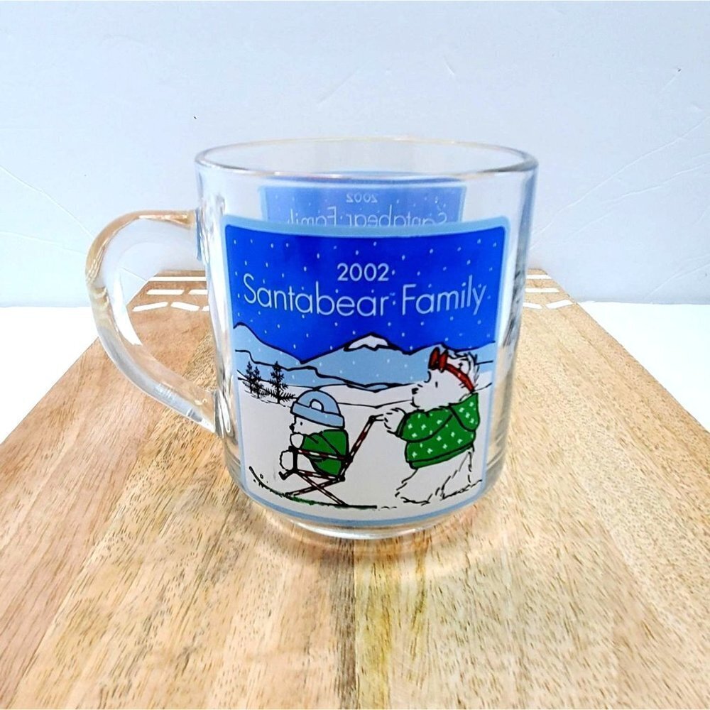 Santabear Family 2002 Luminarc Vintage Marshall Field's Glass Mug